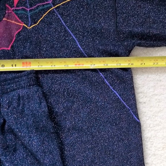 vintage 80s  black metallic knit embroidered matching set - Picture 6 of 15